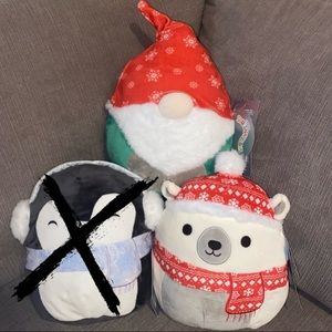 bnwt 8” winter holiday squishmallow bundle - gnome & polar bear ❄️